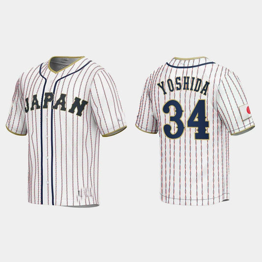 #34 MASATAKA YOSHIDA JAPAN BASEBALL 2023 WORLD BASEBALL CLASSIC JERSEY ¡§C WHITE Stitches Baseball Jerseys
