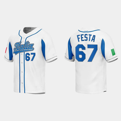 #67 MATT FESTA ITALY BASEBALL 2023 WORLD BASEBALL CLASSIC JERSEY ¡§C WHITE Stitches Baseball Jerseys