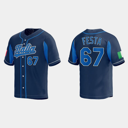 #67 MATT FESTA WORLD BASEBALL CLASSIC 2023 WORLD BASEBALL CLASSIC JERSEY ¡§C NAVY Stitches Baseball Jerseys