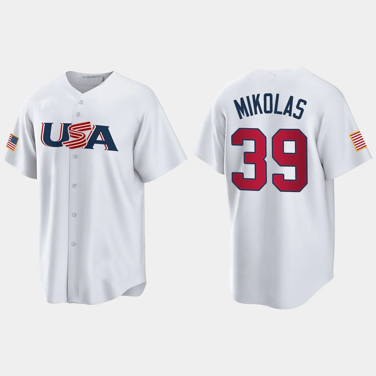 #39 MILES MIKOLAS ST. LOUIS CARDINALS 2023 WORLD BASEBALL CLASSIC USA REPLICA JERSEY ¡§C WHITE Stitches Baseball Jerseys