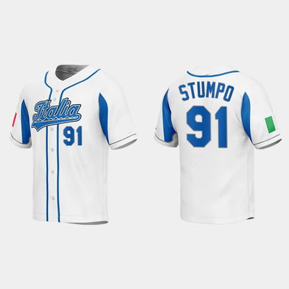 #91 MITCHELL STUMPO ITALY BASEBALL 2023 WORLD BASEBALL CLASSIC JERSEY ¡§C WHITE Stitches Baseball Jerseys