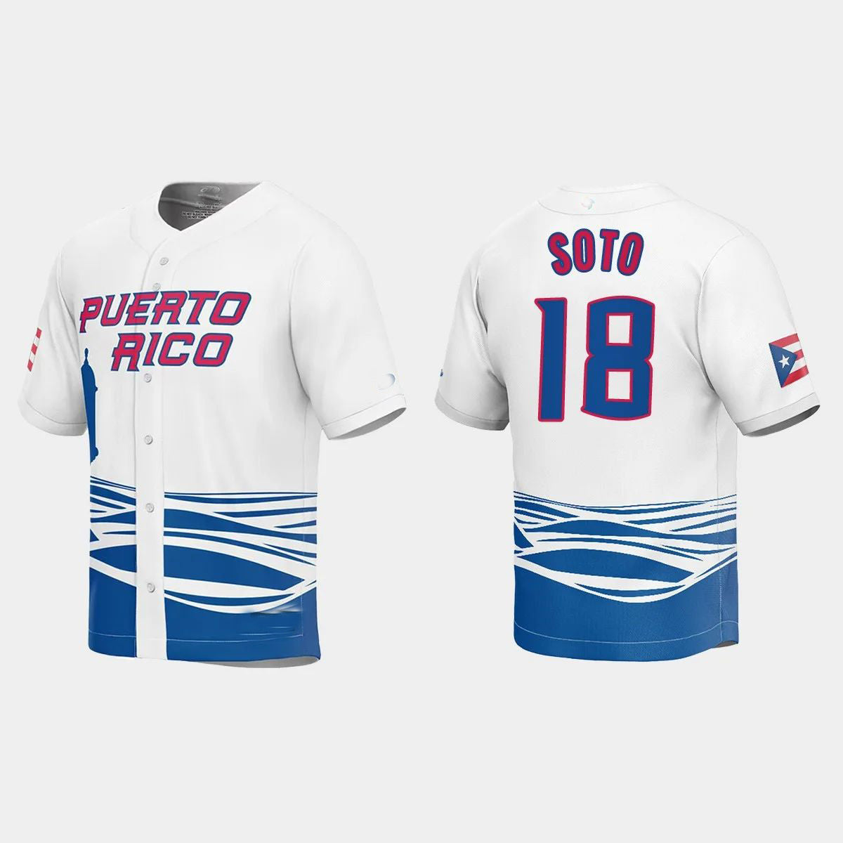#18 NEFTALI SOTO PUERTO RICO BASEBALL 2023 WORLD BASEBALL CLASSIC JERSEY ¡§C WHITE Stitches Baseball Jerseys