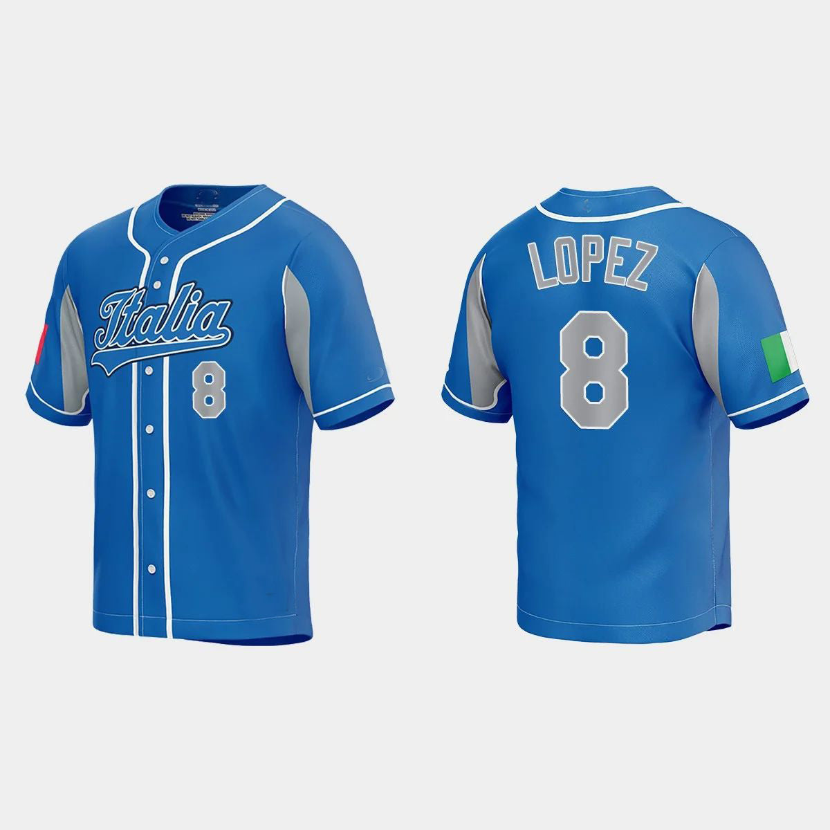 #8 NICKY LOPEZ ITALY BASEBALL 2023 WORLD BASEBALL CLASSIC JERSEY ¡§C ROYAL Stitches Baseball Jerseys
