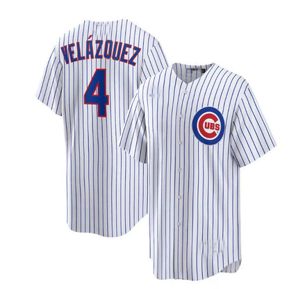 Chicago Cubs #4 Nelson Vel¡§¡ézquez Home Replica Player Jersey - White Baseball Jerseys