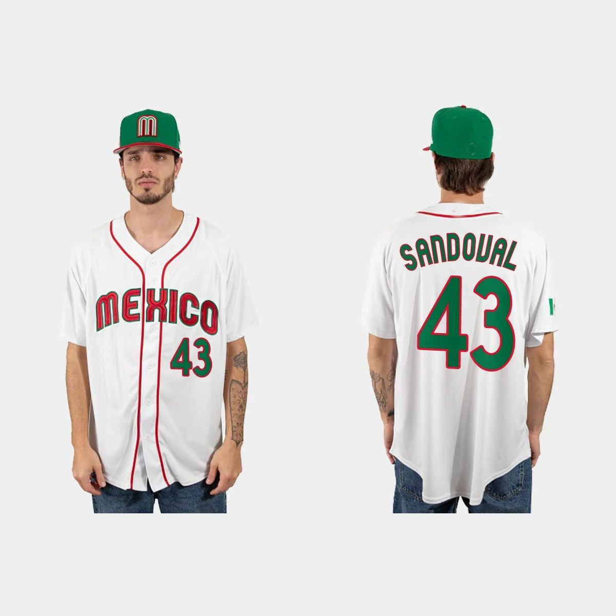 #43 PATRICK SANDOVAL MEXICO BASEBALL 2023 WORLD BASEBALL CLASSIC JERSEY ¡§C WHITE Stitches Baseball Jerseys