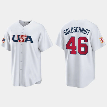 #46 PAUL GOLDSCHMIDT ST. LOUIS CARDINALS 2023 WORLD BASEBALL CLASSIC USA REPLICA JERSEY ¡§C WHITE Stitches Baseball Jerseys
