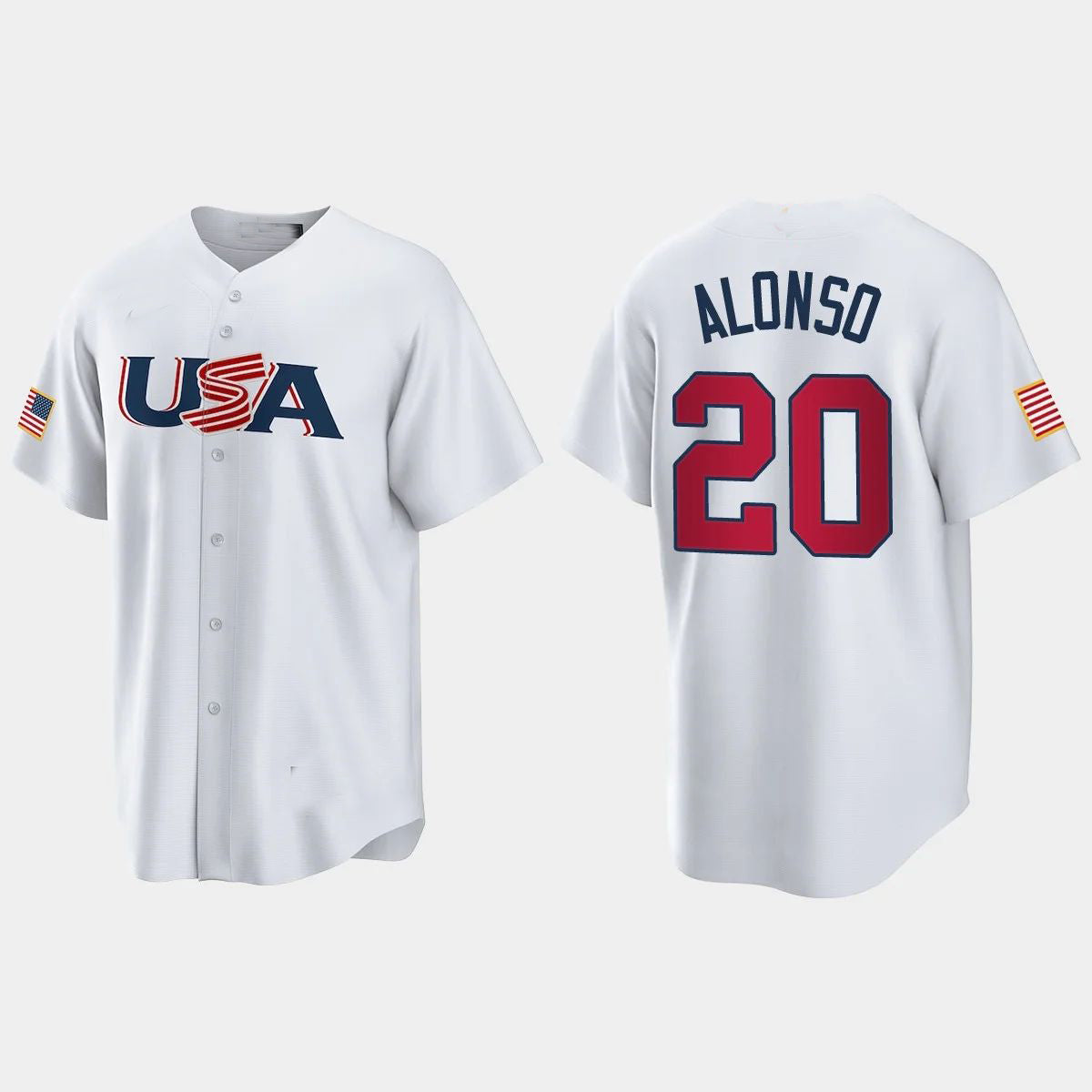 #20 PETE ALONSO NEW YORK METS 2023 WORLD BASEBALL CLASSIC USA REPLICA JERSEY ¡§C WHITE Stitches Baseball Jerseys