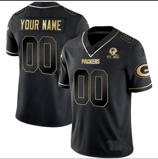 Custom GB.Packers Home Patch Gold Vapor ¨C All Stitched Football Jerseys