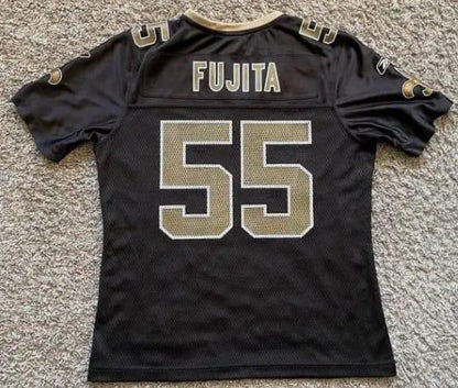 NO.Saints #55 Scott Fujita Black Stitched American Football Jerseys