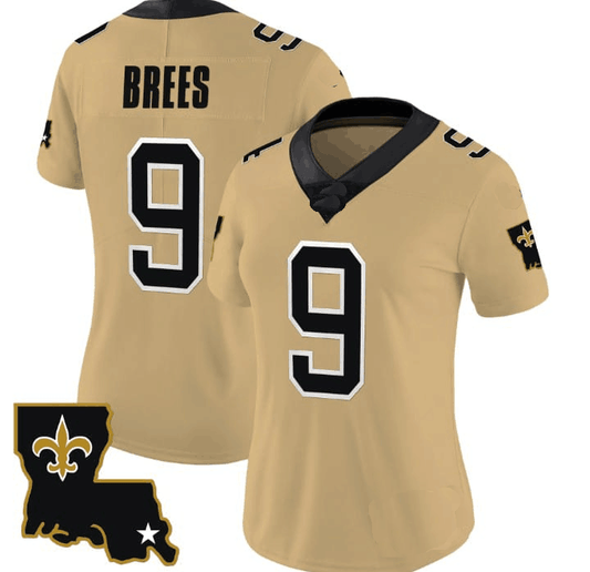 NO.Saints #9 Drew Brees Gold Game Jersey Stitched American Football Jersey