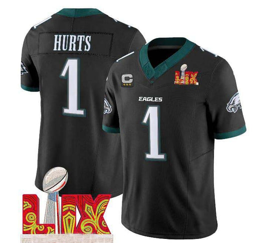 P.Eagles #1 Jalen Hurts LIX Vapor F.U.S.E. Limited Jersey - Black Stitched American Football Jerseys