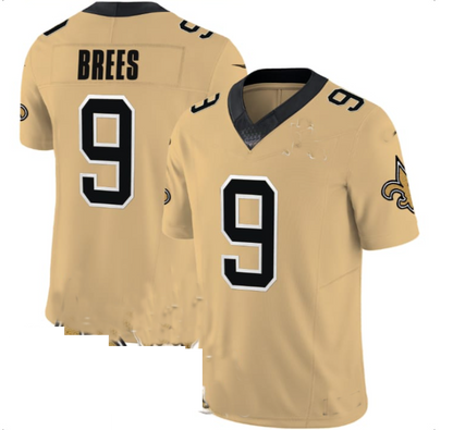 NO.Saints #9 Drew Brees Gold Inverted Legend Jersey Stitched American Football Jersey