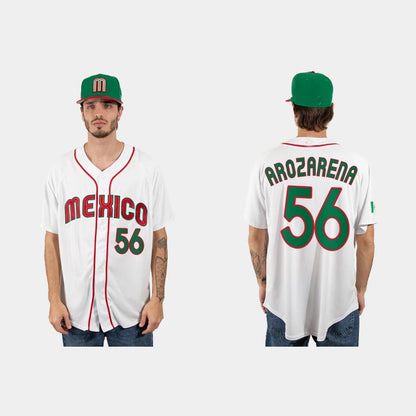 #56 RANDY AROZARENA MEXICO BASEBALL 2023 WORLD BASEBALL CLASSIC JERSEY ¡§C WHITE Stitches Baseball Jerseys