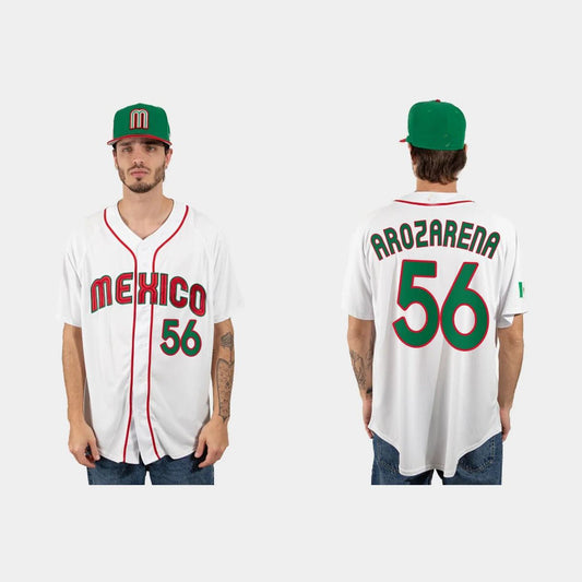#56 RANDY AROZARENA MEXICO BASEBALL 2023 WORLD BASEBALL CLASSIC JERSEY ¡§C WHITE Stitches Baseball Jerseys