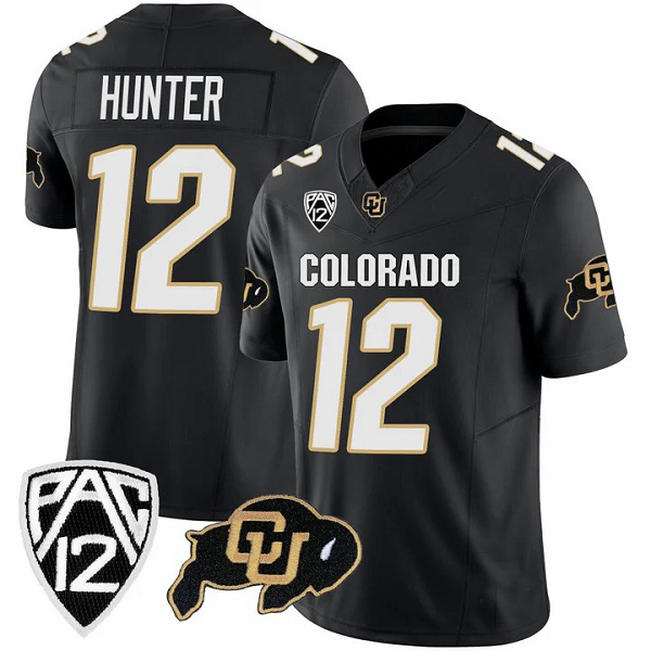 #12 HUNTER C.Buffaloes Original Retro Brand NIL Football Player Jersey ¨C Black Stitched American College Jerseys