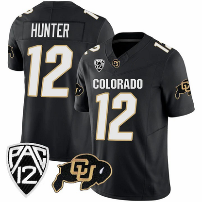 #12 HUNTER C.Buffaloes Original Retro Brand NIL Football Player Jersey ¨C Black Stitched American College Jerseys