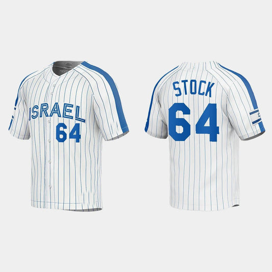 #64 ROBERT STOCK ISRAEL BASEBALL 2023 WORLD BASEBALL CLASSIC JERSEY ¡§C WHITE Stitches Baseball Jerseys