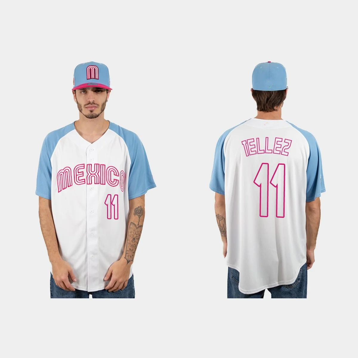 #11 ROWDY TELLEZ MEXICO BASEBALL 2023 WORLD BASEBALL CLASSIC JERSEY ¡§C WHITE BLUE Stitches Baseball Jerseys