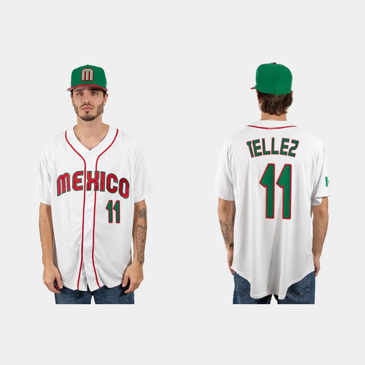#11 ROWDY TELLEZ MEXICO BASEBALL 2023 WORLD BASEBALL CLASSIC JERSEY ¡§C WHITE Stitches Baseball Jerseys