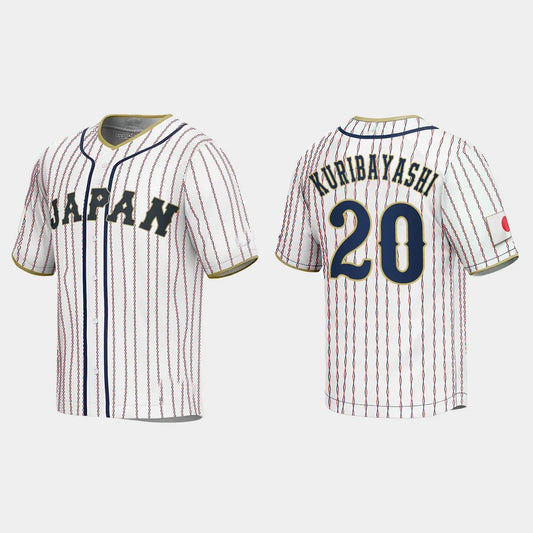 #20 RYOJI KURIBAYASHI JAPAN BASEBALL 2023 WORLD BASEBALL CLASSIC JERSEY ¡§C WHITE Stitches Baseball Jerseys