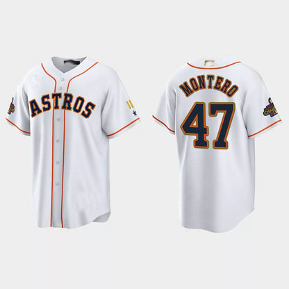 #47 Rafael Montero Houston Astros 2023 Gold Program Jersey ¡§C White Stitches Baseball Jerseys
