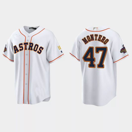 #47 Rafael Montero Houston Astros 2023 Gold Program Jersey ¡§C White Stitches Baseball Jerseys