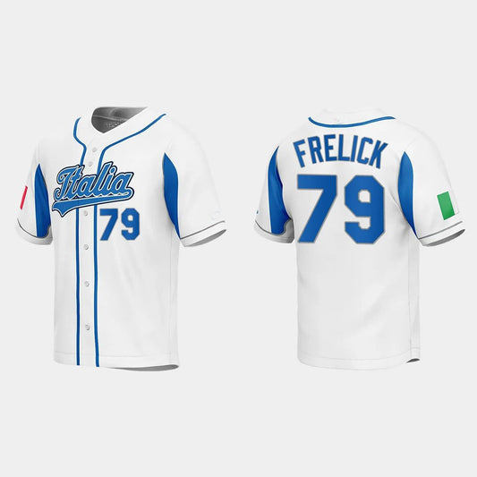 #79 SAL FRELICK ITALY BASEBALL 2023 WORLD BASEBALL CLASSIC JERSEY ¡§C ROYAL Stitches Baseball Jerseys
