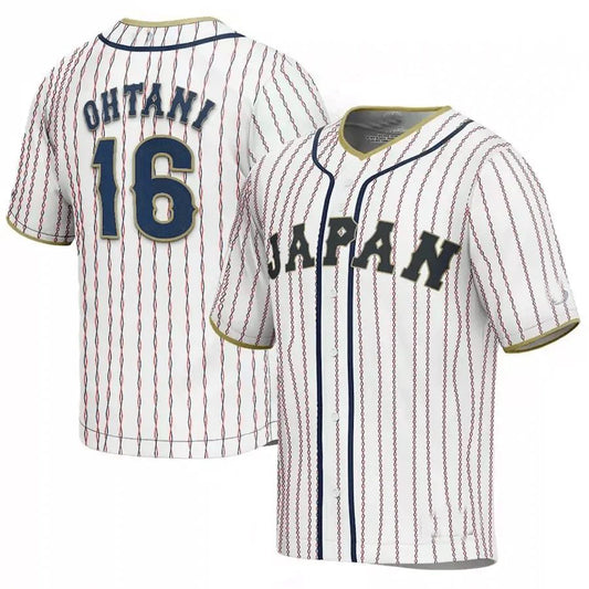 #16 SHOHEI OHTANI JAPAN BASEBALL 2023 WORLD BASEBALL CLASSIC JERSEY ¡§C WHITE Stitches Baseball Jerseys