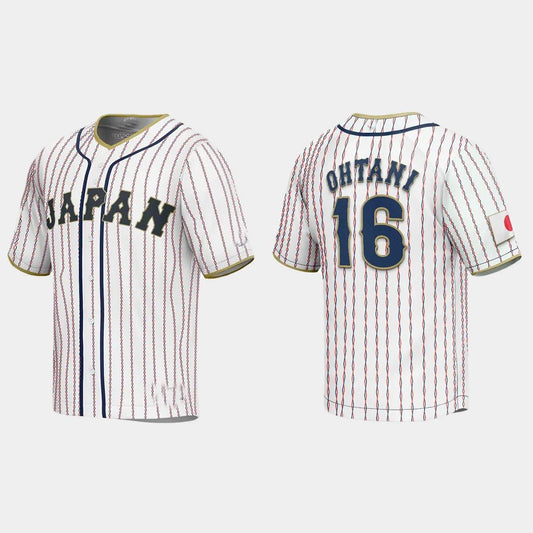 #16 SHOHEI OHTANI JAPAN BASEBALL 2023 WORLD BASEBALL CLASSIC REPLICA JERSEY ¡§C WHITE Stitches Baseball Jerseys