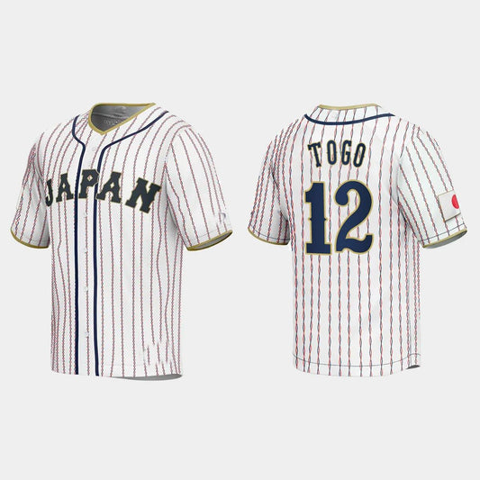 #12 SHOSEI TOGO JAPAN BASEBALL 2023 WORLD BASEBALL CLASSIC JERSEY ¡§C WHITE Stitches Baseball Jerseys