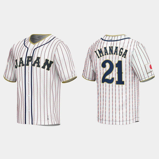 #21 SHOTA IMANAGA JAPAN BASEBALL 2023 WORLD BASEBALL CLASSIC JERSEY ¡§C WHITE Stitches Baseball Jerseys