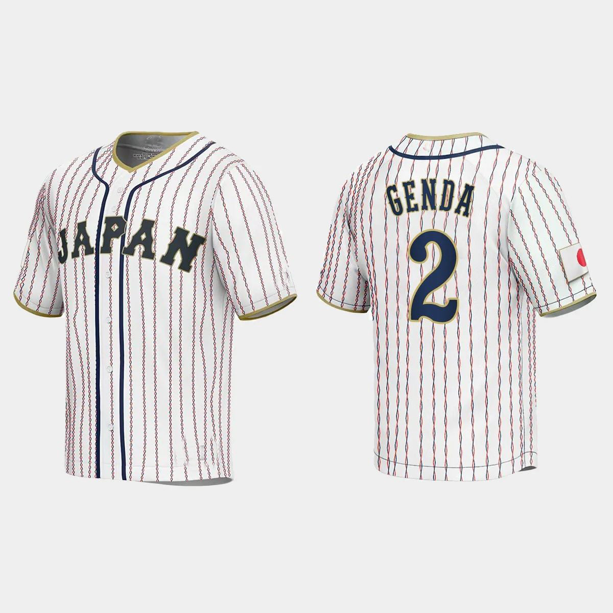 #2 SOSUKE GENDA JAPAN BASEBALL 2023 WORLD BASEBALL CLASSIC JERSEY ¡§C WHITE Stitches Baseball Jerseys