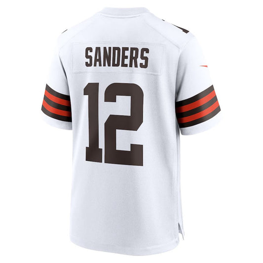 C.Browns #12 Shedeur Sanders White 2025 Draft Game Stitched American Football Jerseys