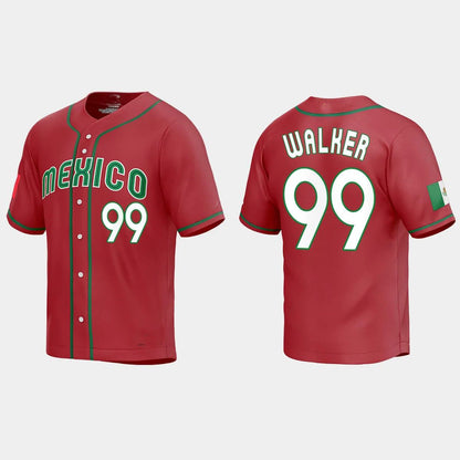 #99 TAIJUAN WALKER MEXICO BASEBALL 2023 WORLD BASEBALL CLASSIC REPLICA JERSEY ¡§C RED Stitches Baseball Jerseys