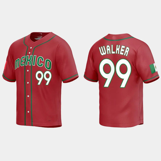 #99 TAIJUAN WALKER MEXICO BASEBALL 2023 WORLD BASEBALL CLASSIC REPLICA JERSEY ¡§C RED Stitches Baseball Jerseys