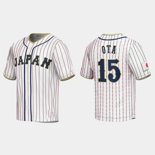 #15 TAISEI OTA JAPAN BASEBALL 2023 WORLD BASEBALL CLASSIC JERSEY ¡§C WHITE Stitches Baseball Jerseys