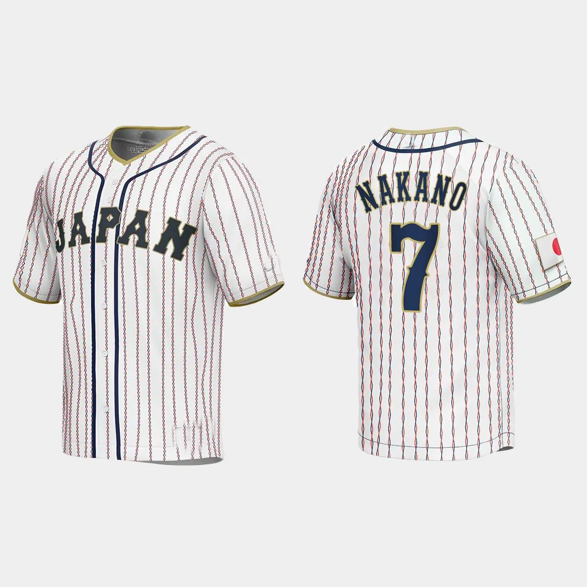 #7 TAKUMU NAKANO JAPAN BASEBALL 2023 WORLD BASEBALL CLASSIC JERSEY ¡§C WHITE Stitches Baseball Jerseys