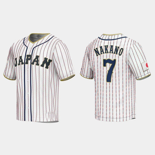 #7 TAKUMU NAKANO JAPAN BASEBALL 2023 WORLD BASEBALL CLASSIC JERSEY ¡§C WHITE Stitches Baseball Jerseys