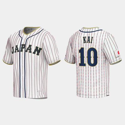 #10 TAKUYA KAI JAPAN BASEBALL 2023 WORLD BASEBALL CLASSIC JERSEY ¡§C WHITE Stitches Baseball Jerseys