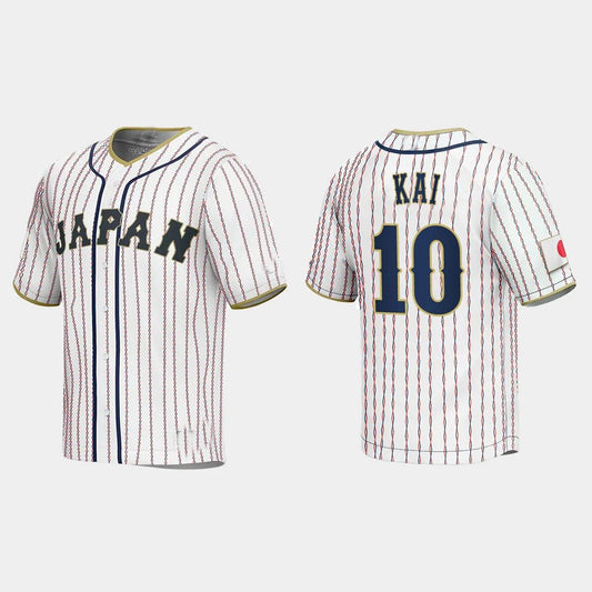 #10 TAKUYA KAI JAPAN BASEBALL 2023 WORLD BASEBALL CLASSIC JERSEY ¡§C WHITE Stitches Baseball Jerseys