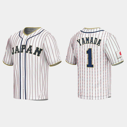 #1 TETSUTO YAMADA JAPAN BASEBALL 2023 WORLD BASEBALL CLASSIC JERSEY ¡§C WHITE Stitches Baseball Jerseys