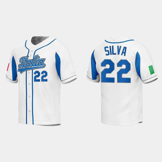 #22 TIAGO DA SILVA ITALY BASEBALL 2023 WORLD BASEBALL CLASSIC JERSEY ¡§C WHITE Stitches Baseball Jerseys