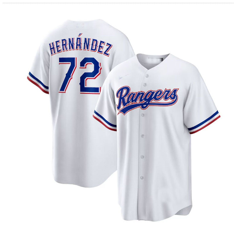 Texas Rangers #72 Jonathan Hern¡§¡éndez White Home Replica Player Jersey Baseball Jerseys