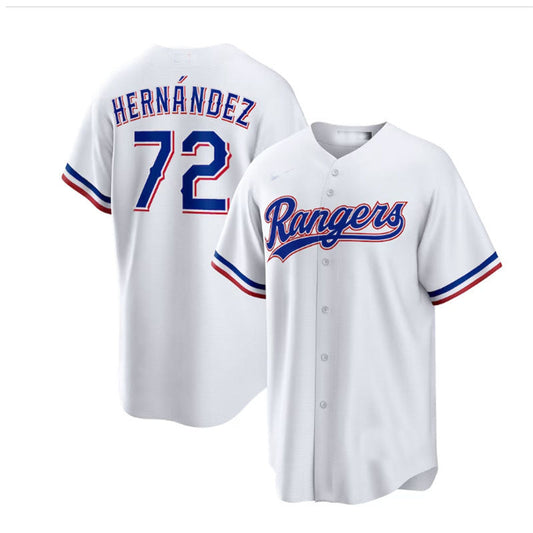 Texas Rangers #72 Jonathan Hern¡§¡éndez White Home Replica Player Jersey Baseball Jerseys