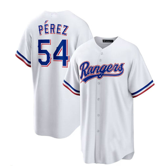 Texas Rangers #54 Mart¡§an P¡§|rez White Home Replica Player Jersey Baseball Jerseys