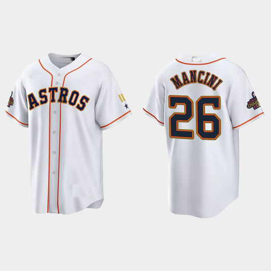 #26 Trey Mancini Houston Astros 2023 Gold Program Jersey ¡§C White Stitches Baseball Jerseys