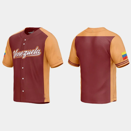 VENEZUELA BASEBALL 2023 WORLD BASEBALL CLASSIC JERSEY ¡§C BURGUNDY Stitches Baseball Jerseys