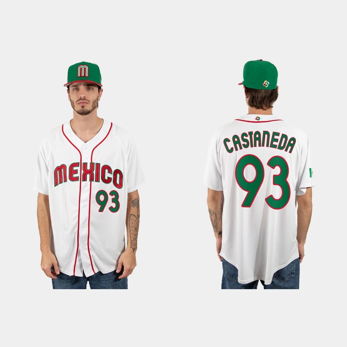 #93 VICTOR CASTANEDA MEXICO BASEBALL 2023 WORLD BASEBALL CLASSIC JERSEY ¡§C WHITE Stitches Baseball Jerseys