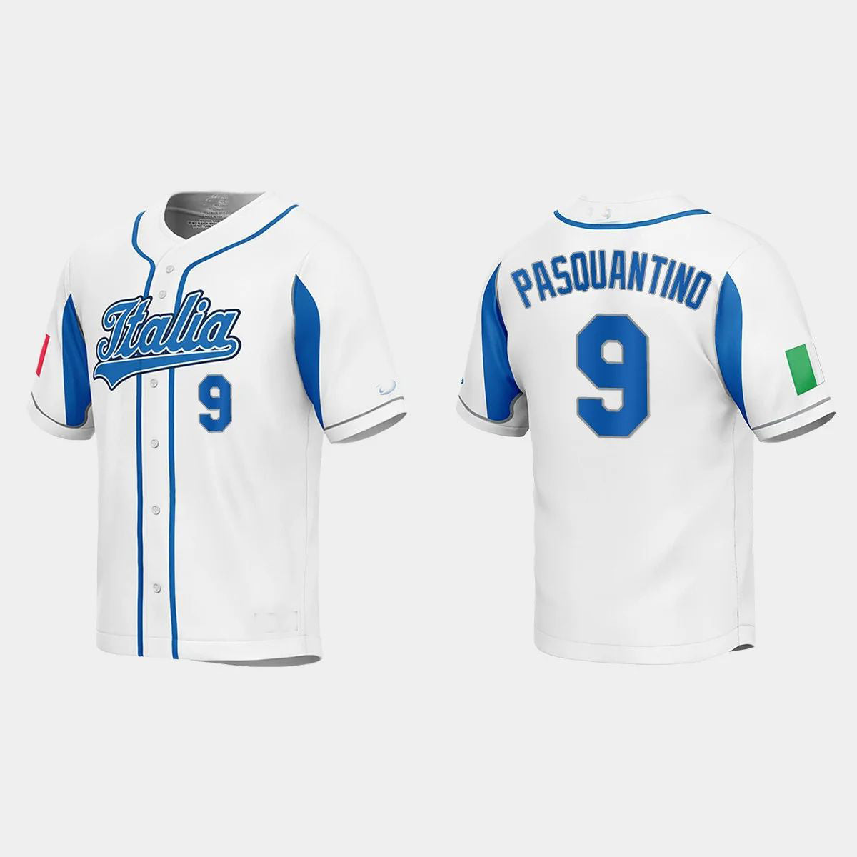 #9 VINNIE PASQUANTINO ITALY BASEBALL 2023 WORLD BASEBALL CLASSIC JERSEY ¡§C WHITE Stitches Baseball Jerseys
