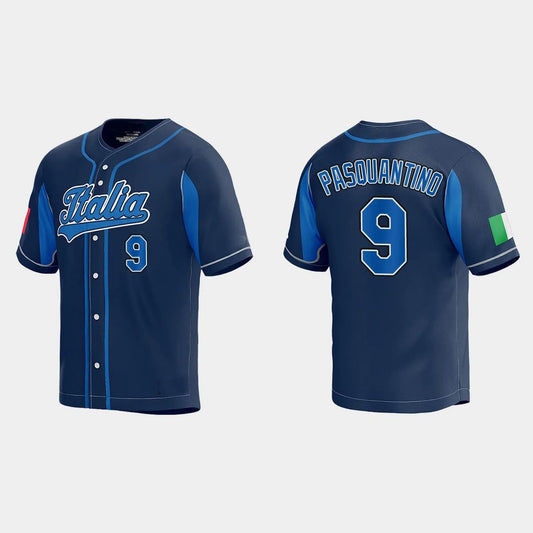#9 VINNIE PASQUANTINO WORLD BASEBALL CLASSIC 2023 WORLD BASEBALL CLASSIC JERSEY ¡§C NAVY Stitches Baseball Jerseys